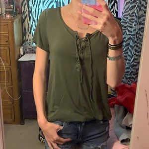 Lace-up Hunter Green Top